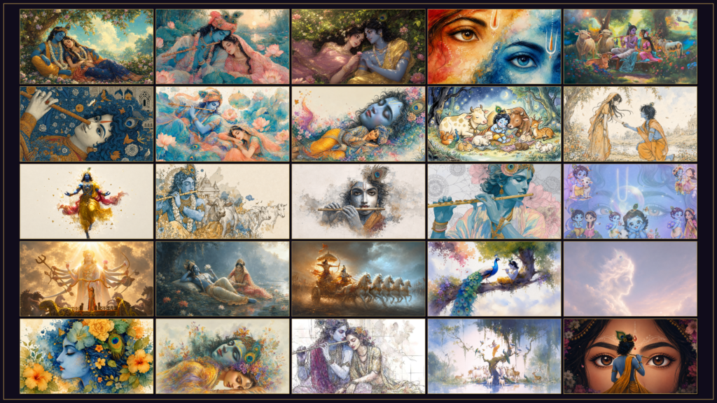 Twenty-five Krishna and Radha Krishna 4K artworks included in the bundle