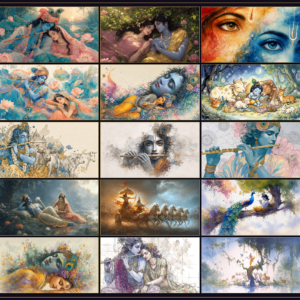 Twenty-five Krishna and Radha Krishna 4K artworks included in the bundle