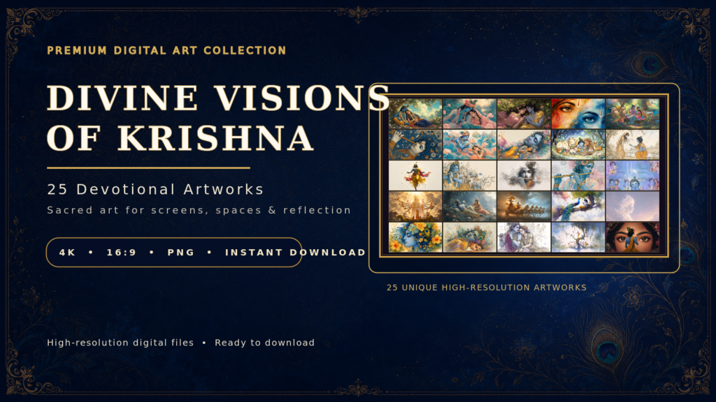 Krishna digital art images from a 25-piece 4K collection