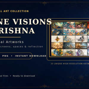 Krishna digital art collection featuring Vrindavan and devotional scenes